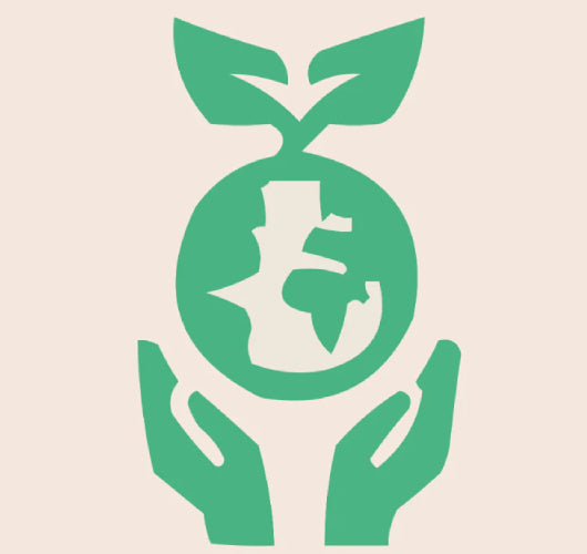 ecologicall green logo of earth plant holding by hands
